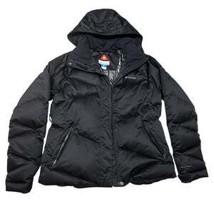 Columbia Lay D Down Jacket XL Womens Black Puffer Omni Heat Hooded 550 Down Fill